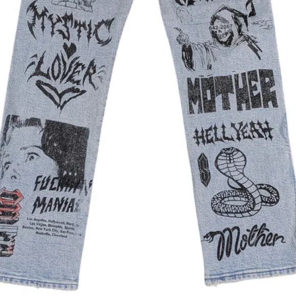 MOTHER Tippy Top Frisky Ankle Metal Master Graphic High Rise Punk Size 26 J1828 - Picture 9 of 11